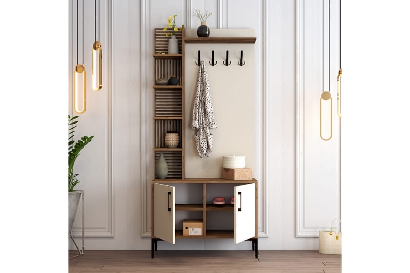 Schmida Hallmöbelset 90 cm - Mörkbrun/Beige - Möbler - Hall & entré - Möbelset för hall & entré