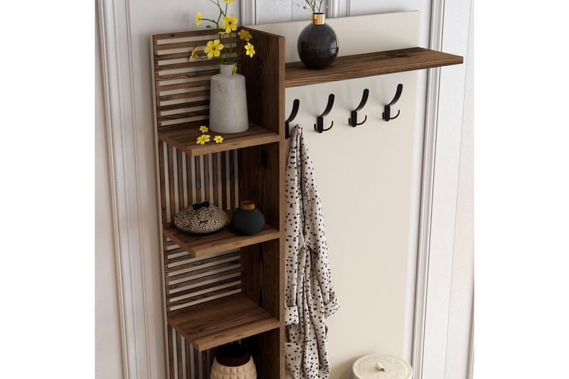 Schmida Hallmöbelset 90 cm - Mörkbrun/Beige - Möbler - Hall & entré - Möbelset för hall & entré