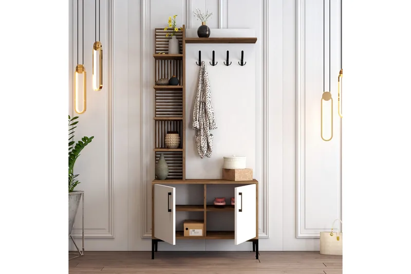 Schmida Hallmöbelset 90 cm - Mörkbrun/Vit - Möbler - Hall & entré - Möbelset för hall & entré