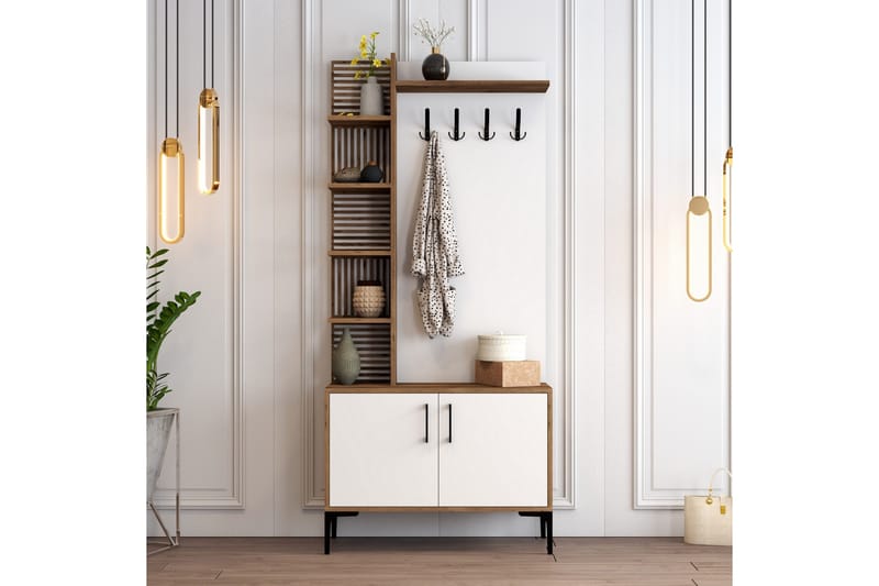 Schmida Hallmöbelset 90 cm - Mörkbrun/Vit - Möbler - Hall & entré - Möbelset för hall & entré