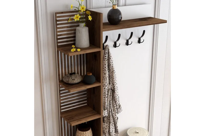 Schmida Hallmöbelset 90 cm - Mörkbrun/Vit - Möbler - Hall & entré - Möbelset för hall & entré