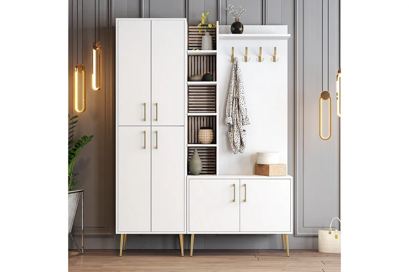 Schmida Hallmöbelset - Guld/Vit - Möbler - Hall & entré - Möbelset för hall & entré
