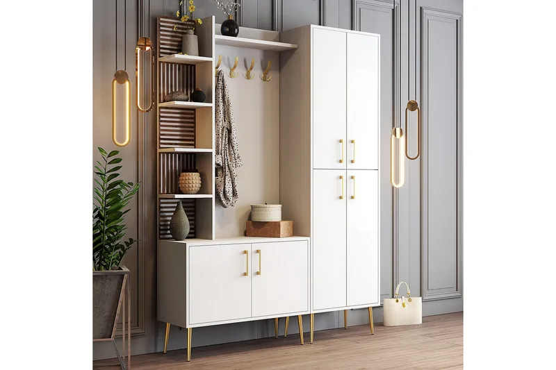 Schmida Hallmöbelset - Guld/Vit - Möbler - Hall & entré - Möbelset för hall & entré