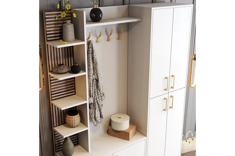 Schmida Hallmöbelset - Guld/Vit - Möbler - Hall & entré - Möbelset för hall & entré