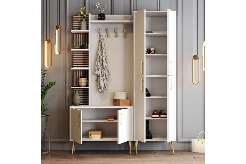 Schmida Hallmöbelset - Guld/Vit - Möbler - Hall & entré - Möbelset för hall & entré