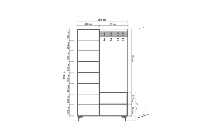 STENBYN Klädförvaring 100 cm Brun - Möbler - Hall & entré - Möbelset för hall & entré