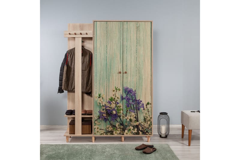 STENBYN Klädförvaring 135 cm Brun - Brun - Möbler - Hall & entré - Möbelset för hall & entré