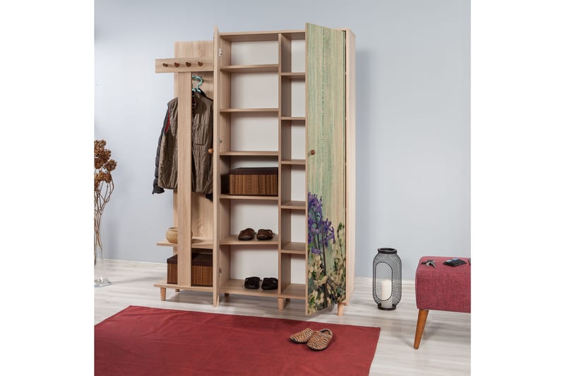 STENBYN Klädförvaring 135 cm Brun - Brun - Möbler - Hall & entré - Möbelset för hall & entré