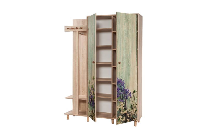 STENBYN Klädförvaring 135 cm Brun - Brun - Möbler - Hall & entré - Möbelset för hall & entré