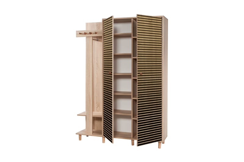 STENBYN Klädförvaring 135 cm Brun - Brun/Flerfärgad - Möbler - Hall & entré - Möbelset för hall & entré