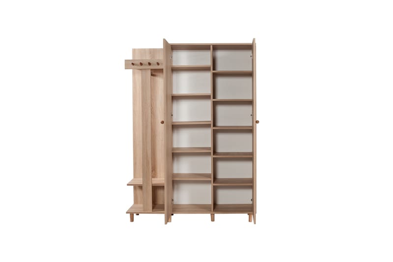 STENBYN Klädförvaring 135 cm Brun - Brun/Röd - Möbler - Hall & entré - Möbelset för hall & entré