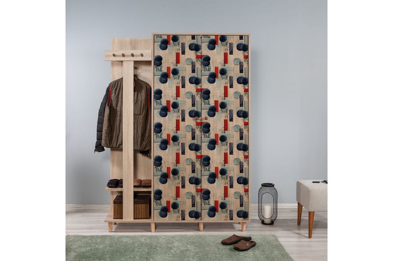 STENBYN Klädförvaring 135 cm Brun - Flerfärgad - Möbler - Hall & entré - Möbelset för hall & entré