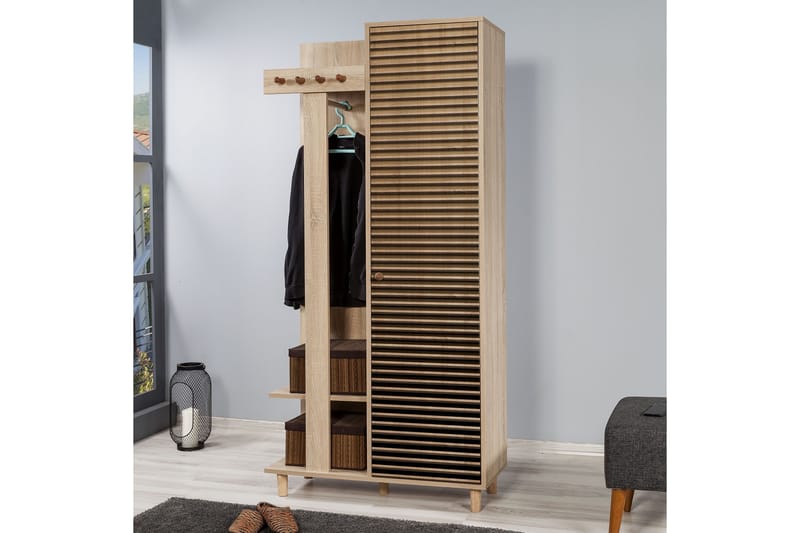 STENBYN Klädförvaring 90 cm Brun - Möbler - Hall & entré - Möbelset för hall & entré