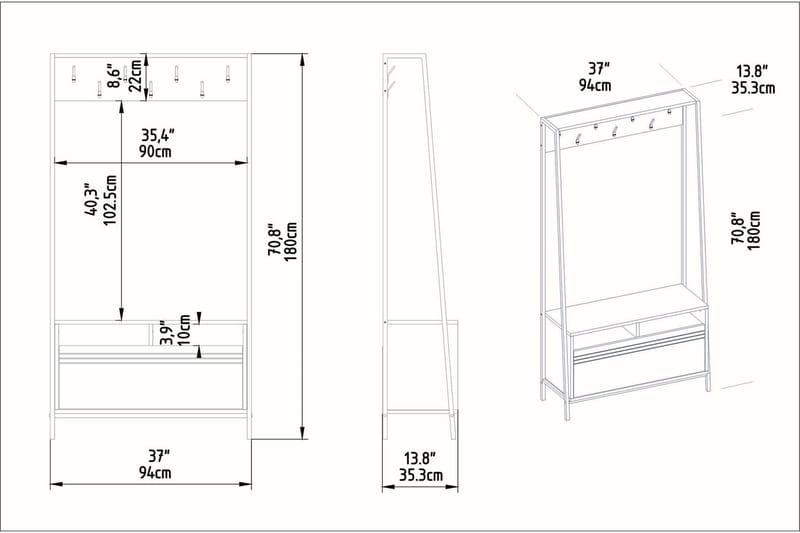 TALHADO Hallmöbelset 30 cm Mörkbrun/Svart - Möbler - Hall & entré - Möbelset för hall & entré