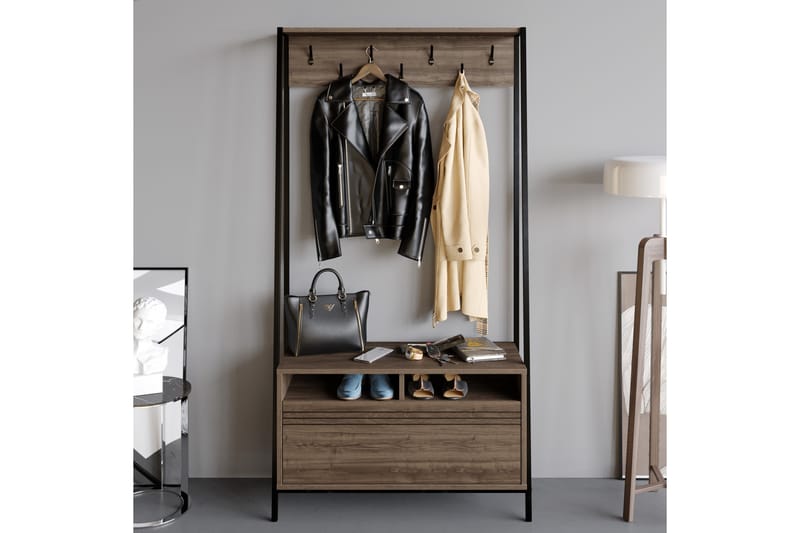 TALHADO Hallmöbelset 30 cm Mörkbrun/Svart - Möbler - Hall & entré - Möbelset för hall & entré