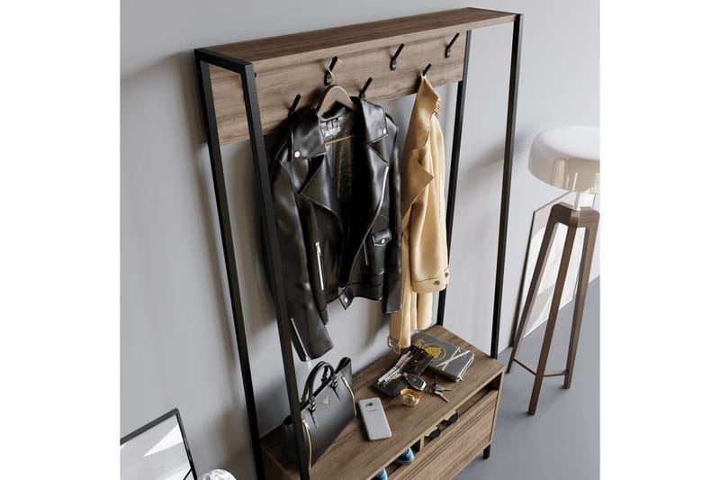 TALHADO Hallmöbelset 30 cm Mörkbrun/Svart - Möbler - Hall & entré - Möbelset för hall & entré
