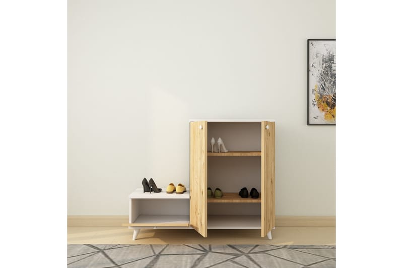 TUSHAR Hallmöbelset 120x120 cm Natur/Vit - Möbler - Hall & entré - Möbelset för hall & entré