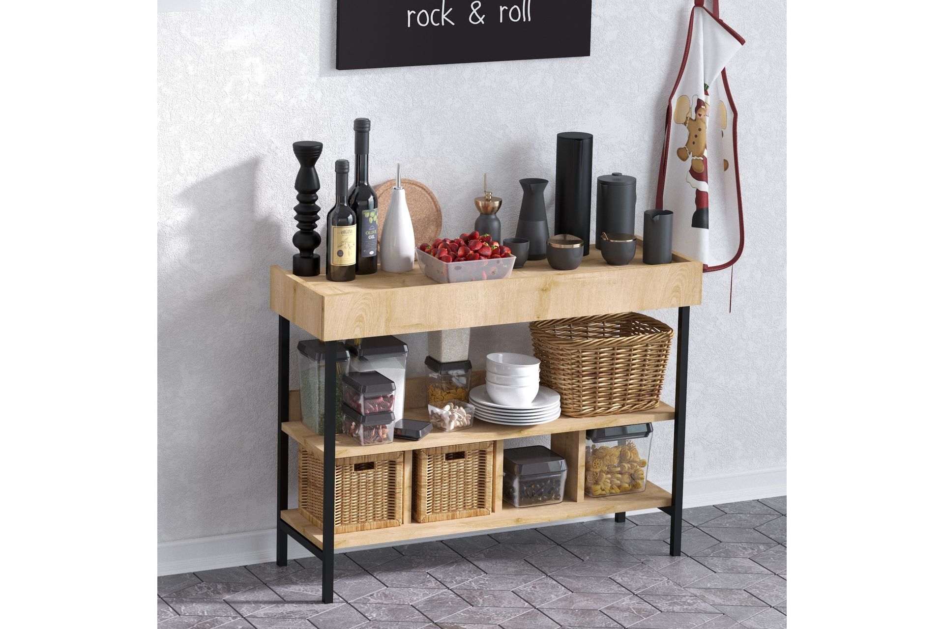 UKEIGH Hallmöbelset 35x103 cm Natur/Vit - Möbler - Hall & entré - Möbelset för hall & entré
