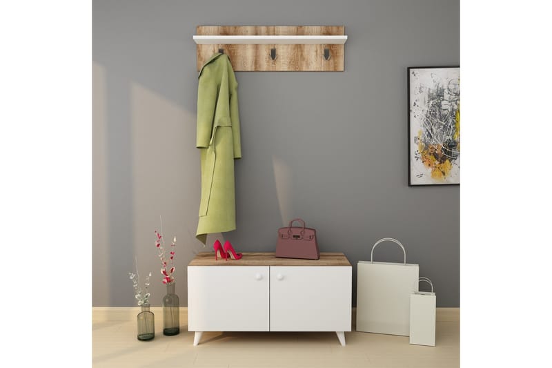 URGHHAM Hallmöbelset 40x100 cm Natur/Vit - Möbler - Hall & entré - Möbelset för hall & entré