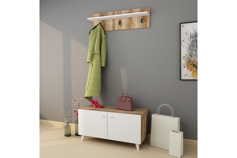 URGHHAM Hallmöbelset 40x100 cm Natur/Vit - Möbler - Hall & entré - Möbelset för hall & entré