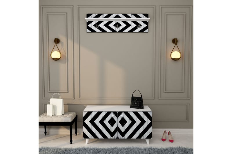 URSHEIM Hallmöbelset 55x100 cm Natur/Vit - Möbler - Hall & entré - Möbelset för hall & entré