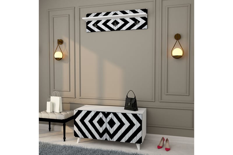 URSHEIM Hallmöbelset 55x100 cm Natur/Vit - Möbler - Hall & entré - Möbelset för hall & entré