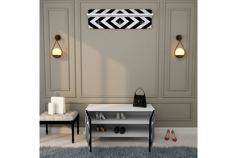 URSHEIM Hallmöbelset 55x100 cm Natur/Vit - Möbler - Hall & entré - Möbelset för hall & entré