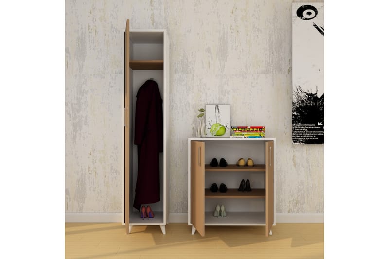 ZREMDING Hallmöbelset 180x120 cm Natur/Vit - Möbler - Hall & entré - Möbelset för hall & entré