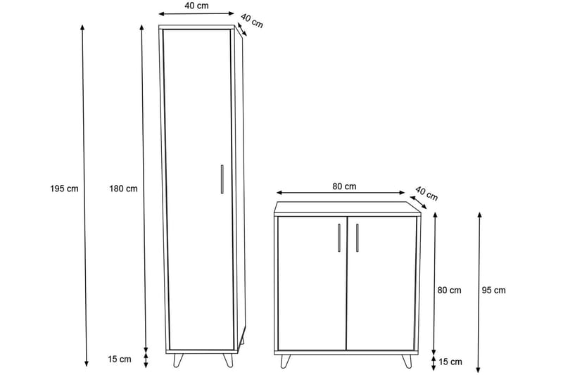 ZREMDING Hallmöbelset 180x120 cm Natur/Vit - Möbler - Hall & entré - Möbelset för hall & entré