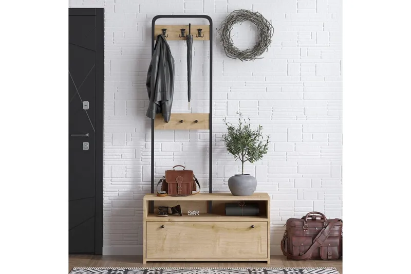 Orlis Hallmöbelset - Valnöt/Svart - Möbler - Hall & entré - Möbelset för hall & entré