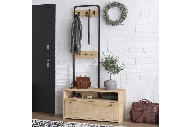 Orlis Hallmöbelset - Valnöt/Svart - Möbler - Hall & entré - Möbelset för hall & entré