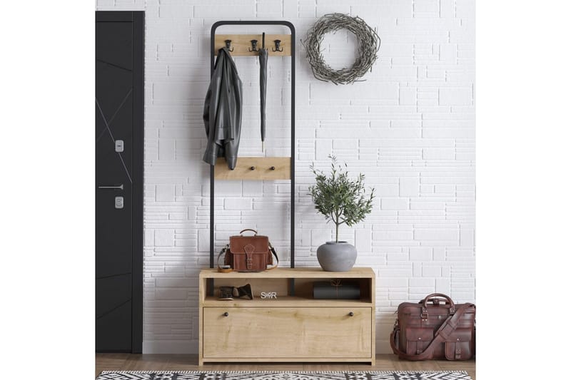 Orlis Hallmöbelset - Valnöt/Svart - Möbler - Hall & entré - Möbelset för hall & entré
