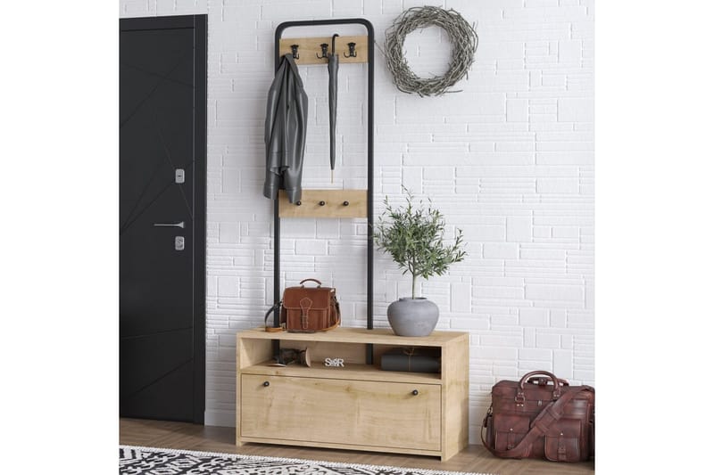 Orlis Hallmöbelset - Valnöt/Svart - Möbler - Hall & entré - Möbelset för hall & entré