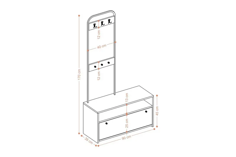 Orlis Hallmöbelset - Valnöt/Svart - Möbler - Hall & entré - Möbelset för hall & entré