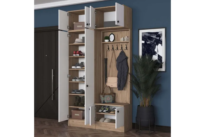 Quorra Hallmöbelset - Valnöt/Vit - Möbler - Hall & entré - Möbelset för hall & entré