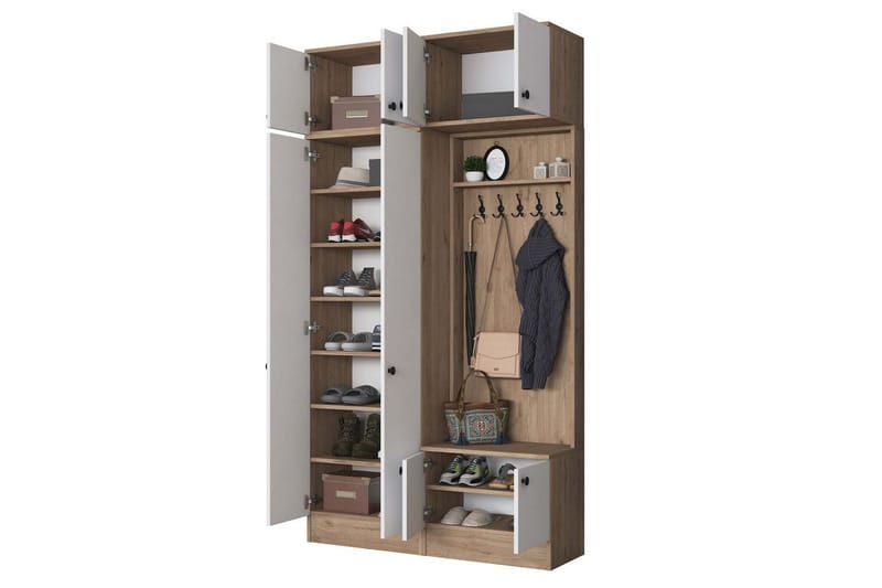 Quorra Hallmöbelset - Valnöt/Vit - Möbler - Hall & entré - Möbelset för hall & entré