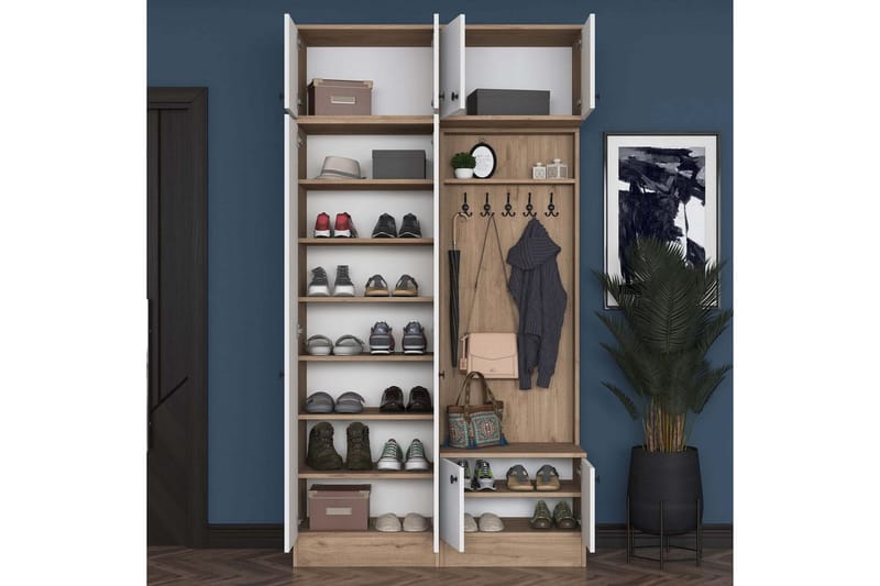 Quorra Hallmöbelset - Valnöt/Vit - Möbler - Hall & entré - Möbelset för hall & entré