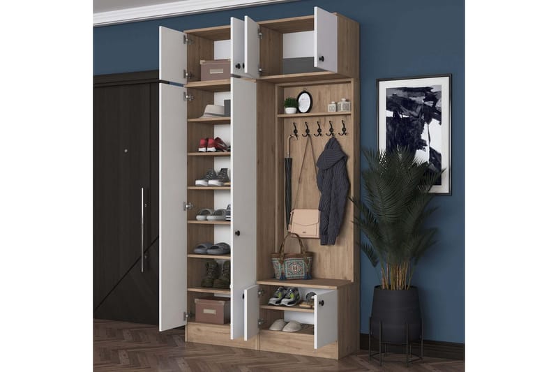 Quorra Hallmöbelset - Valnöt/Vit - Möbler - Hall & entré - Möbelset för hall & entré