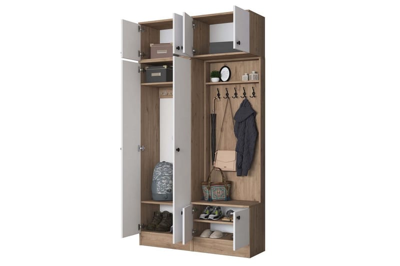 Quorra Hallmöbelset - Valnöt/Vit - Möbler - Hall & entré - Möbelset för hall & entré