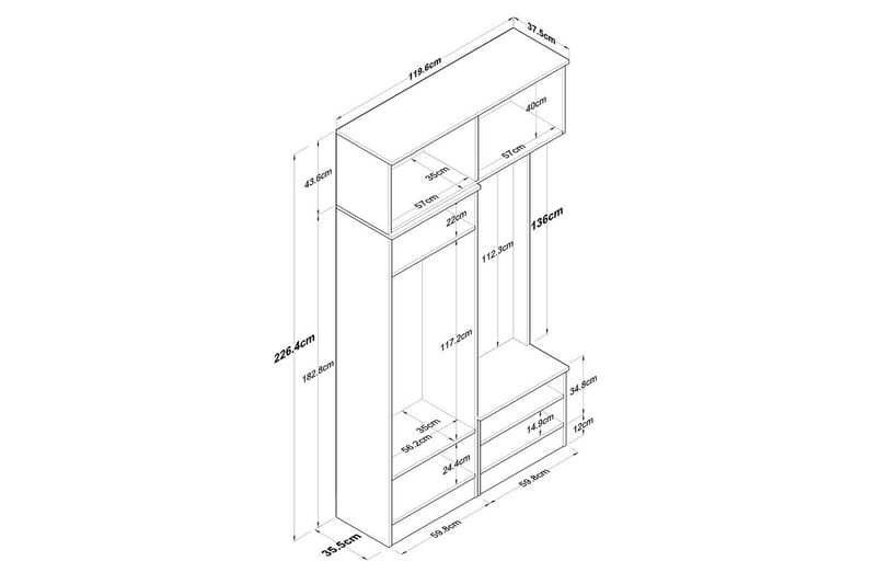 Quorra Hallmöbelset - Vit - Möbler - Hall & entré - Möbelset för hall & entré