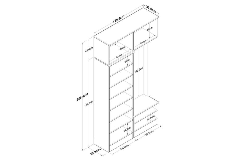 Quorra Hallmöbelset - Vit - Möbler - Hall & entré - Möbelset för hall & entré