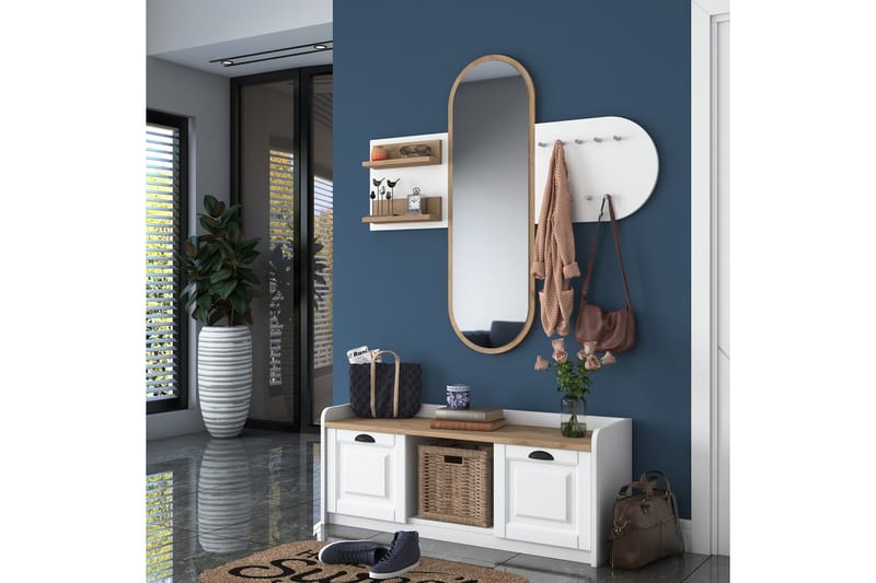 Ronnric Hallmöbelset Vit/Brun - Hanah Home - Möbler - Hall & entré - Möbelset för hall & entré