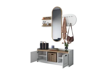 Ronnric Hallmöbelset Vit/Brun - Hanah Home - Möbler - Hall & entré - Möbelset för hall & entré