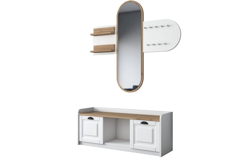 Ronnric Hallmöbelset Vit/Brun - Hanah Home - Möbler - Hall & entré - Möbelset för hall & entré