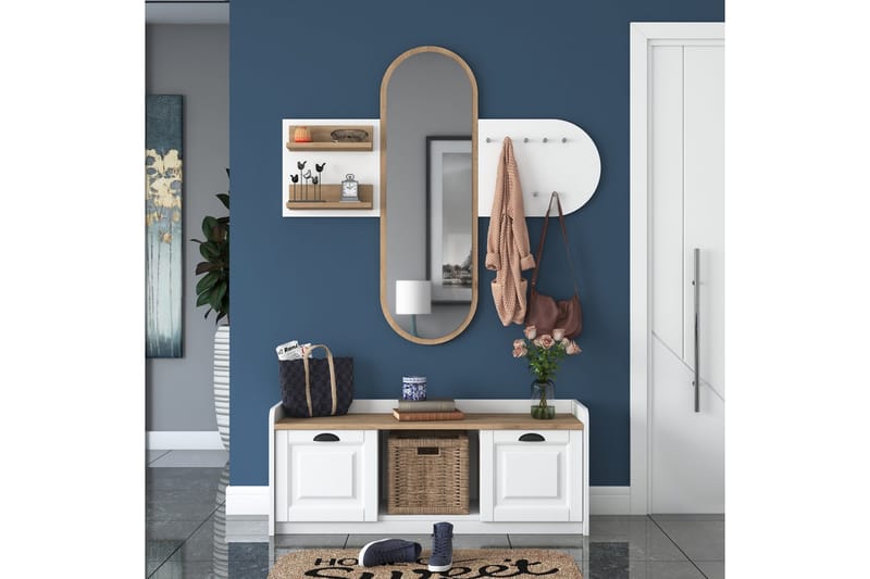 Ronnric Hallmöbelset Vit/Brun - Hanah Home - Möbler - Hall & entré - Möbelset för hall & entré