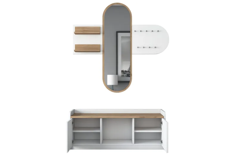 Ronnric Hallmöbelset Vit/Brun - Hanah Home - Möbler - Hall & entré - Möbelset för hall & entré