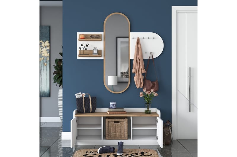 Ronnric Hallmöbelset Vit/Brun - Hanah Home - Möbler - Hall & entré - Möbelset för hall & entré