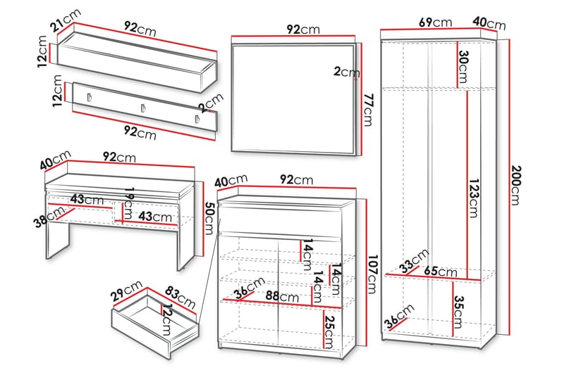 Simply Hallmöbelset - Grå - Möbler - Hall & entré - Möbelset för hall & entré