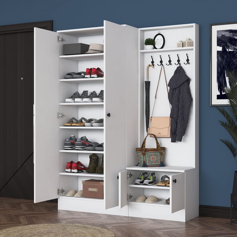 Tavren Hallställ 139,6x182,8x37,5 cm - Vit - Möbler - Hall & entré - Möbelset för hall & entré