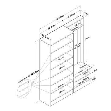 Tavren Hallställ 139,6x182,8x37,5 cm - Vit - Möbler - Hall & entré - Möbelset för hall & entré